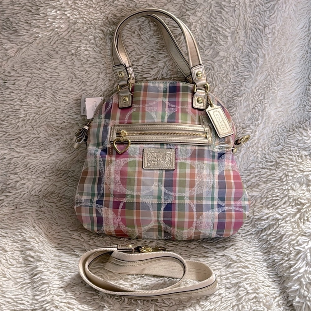 NWT  vintage Coach Daisy Madras Foldover Crossbody Bag F23541
